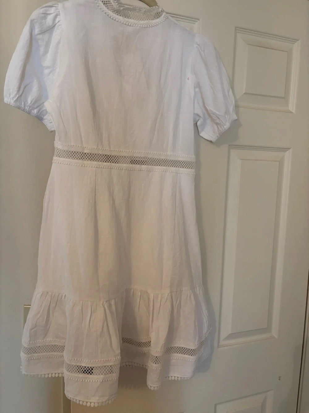 L.A. Style White Eyelet-Trim Mini Dress - Picture 5 of 5